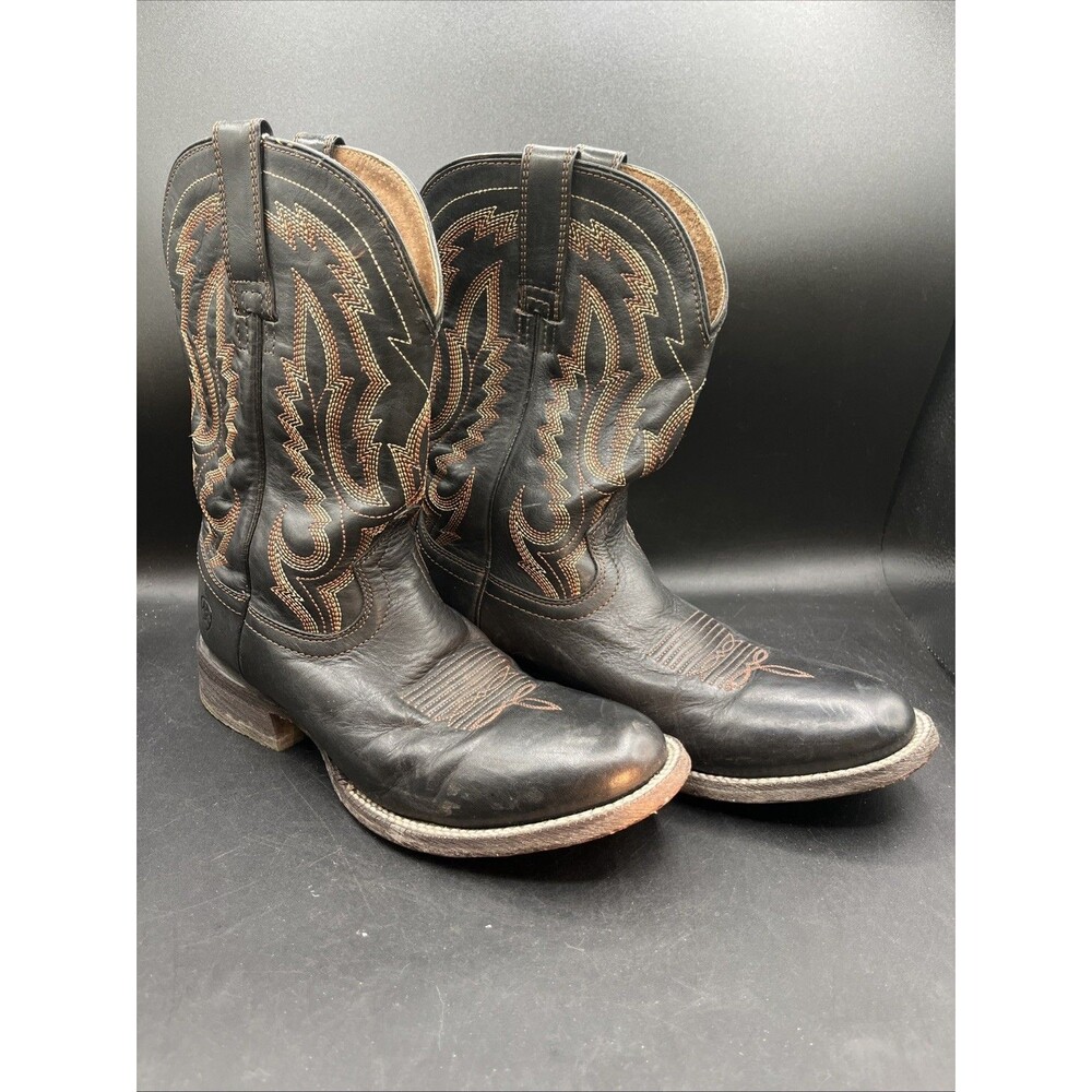 Vintage Ariat Leather Western Cowboy Boots Black US 9D Made in Mexico